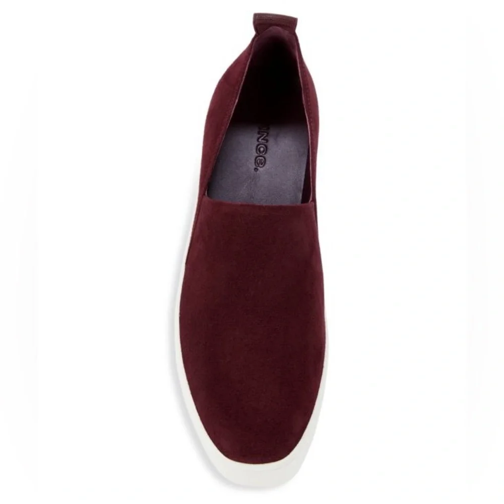 Vince Saxon 2 Slip On Platform Plum Suede Sneakers Sz 8